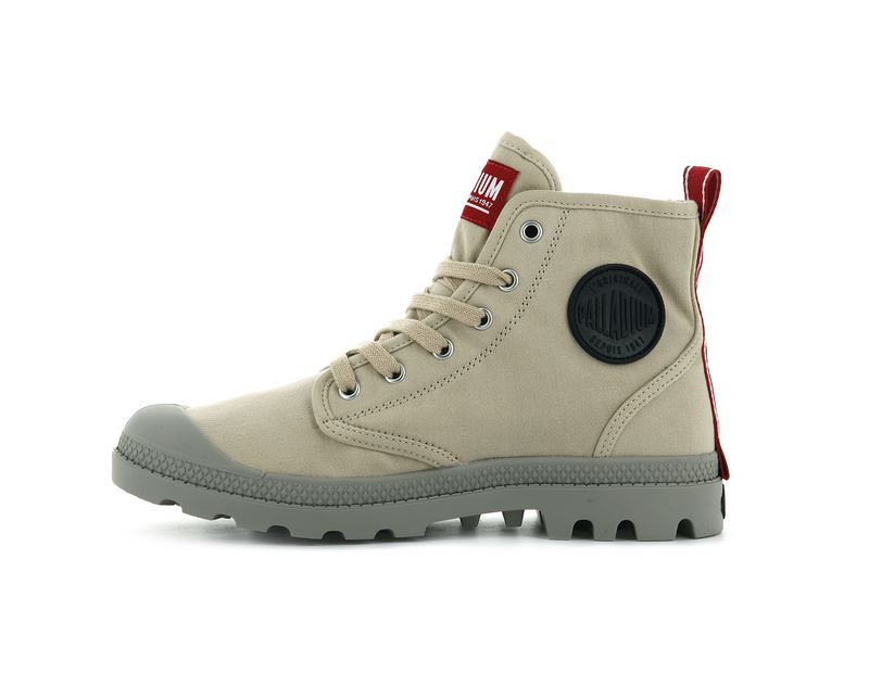 Beige Men's Palladium Pampa Hi Dare Boots | 3124QDISN