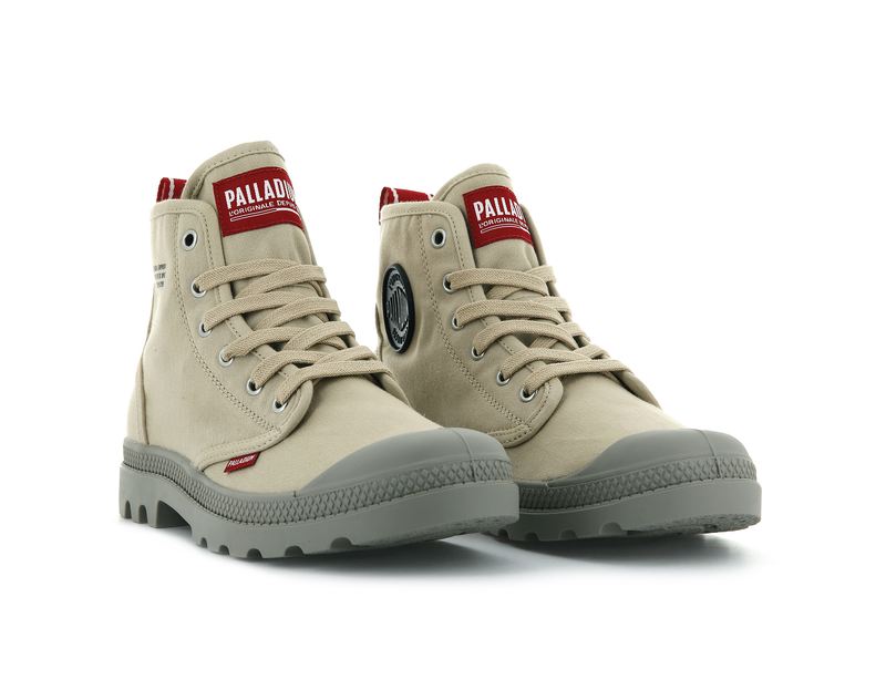 Beige Men's Palladium Pampa Hi Dare Boots | 3124QDISN