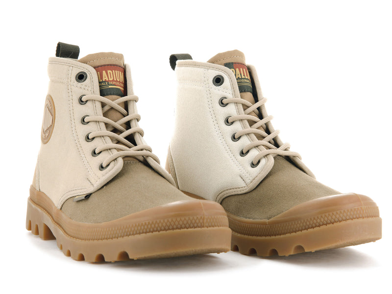 Beige Men's Palladium Pampa Shade 75th Boots | 3760JOBEM