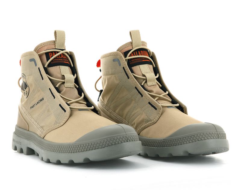 Beige Men's Palladium Pampa Travel Lite Boots | 6813RGPCL