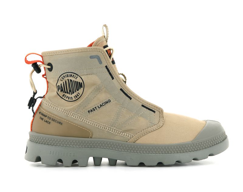 Beige Men\'s Palladium Pampa Travel Lite Boots | 6813RGPCL