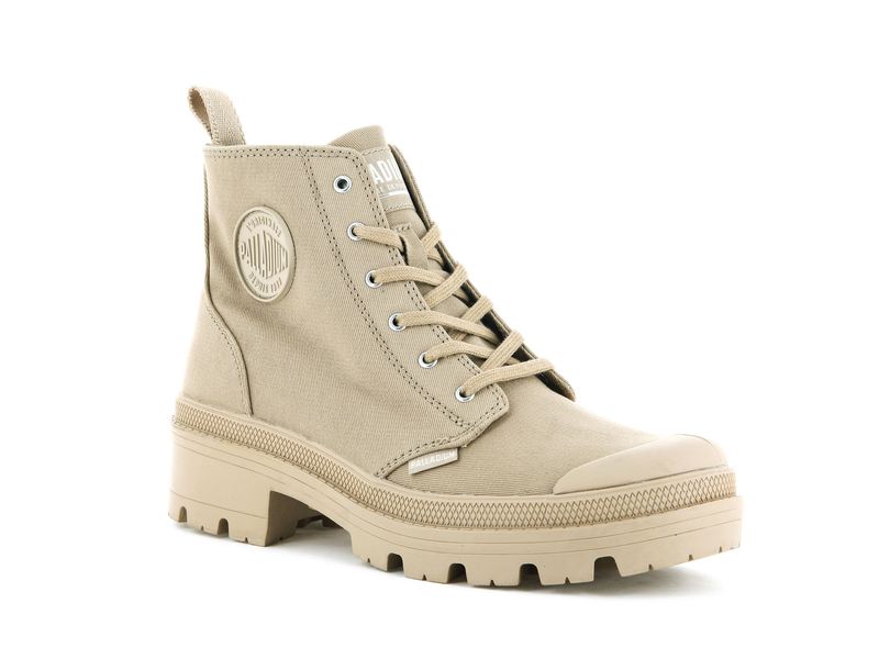 Beige Women's Palladium Pallabase Twill Boots | 1256MFILB