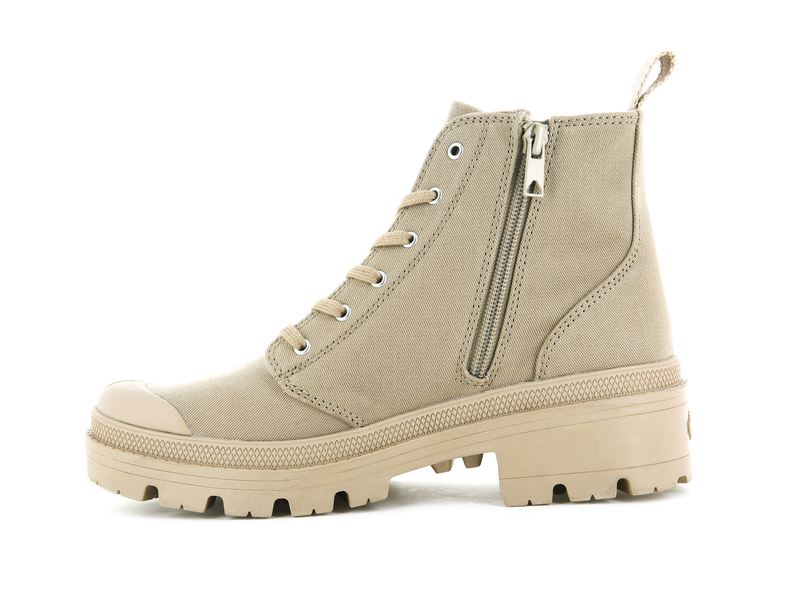 Beige Women's Palladium Pallabase Twill Boots | 1256MFILB