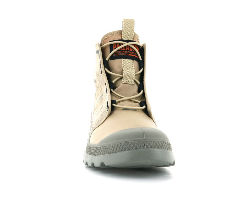 Beige Women's Palladium Pampa Travel Lite High Tops | 7296LOHQV