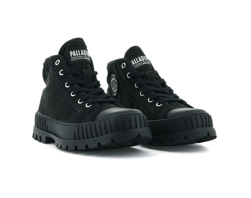 Black Kids' Palladium Pallashock Mid Og High Tops | 6394EMKVY