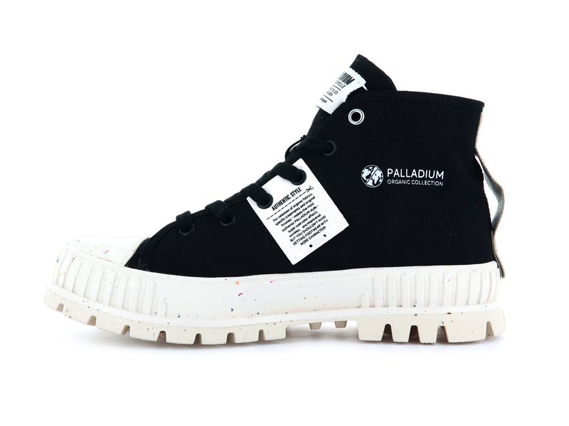 Black Kids' Palladium Pallashock Mid Organic High Tops | 7406TDOYW