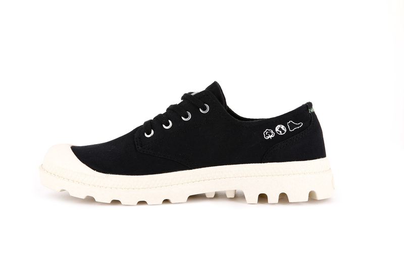 Black Kids' Palladium Pampa Oxford Organic Ii Low Tops | 8095YJUZG