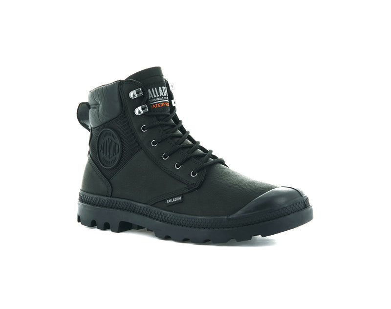 Black Kids' Palladium Pampa Shield Wp+ Lth Boots | 8472FAWCY