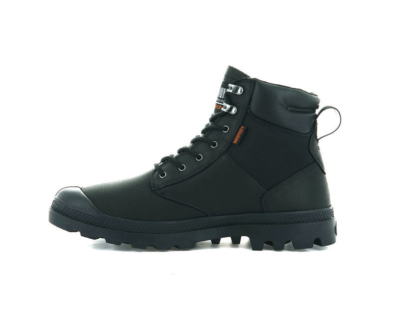 Black Kids' Palladium Pampa Shield Wp+ Lth Boots | 8472FAWCY