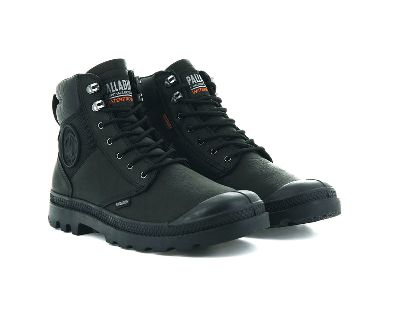 Black Kids' Palladium Pampa Shield Wp+ Lth Boots | 8472FAWCY