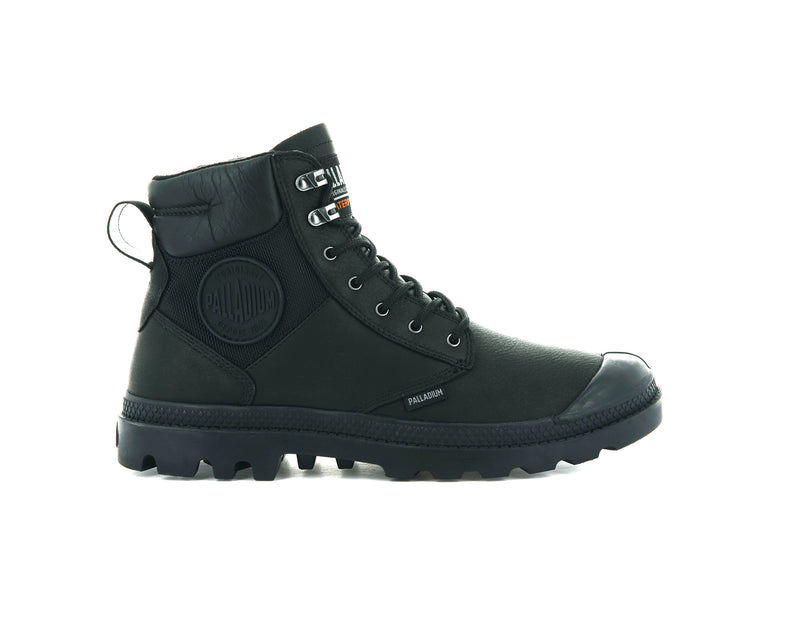 Black Kids\' Palladium Pampa Shield Wp+ Lth Boots | 8472FAWCY