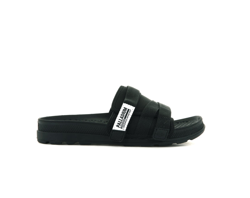 Black Kids\' Palladium Solea Slides | 7521HQSEB