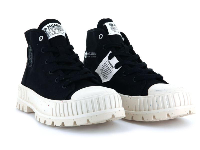 Black Men's Palladium Pallashock Mid Organic High Tops | 4901GECWF