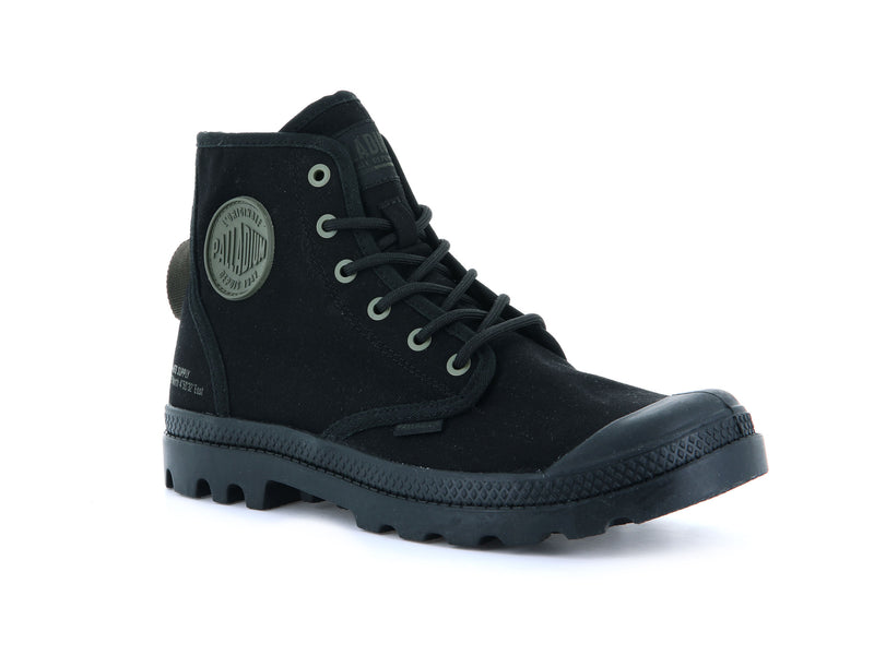 Black Men's Palladium Pampa Hi Htg Supply High Tops | 4821AWDBL