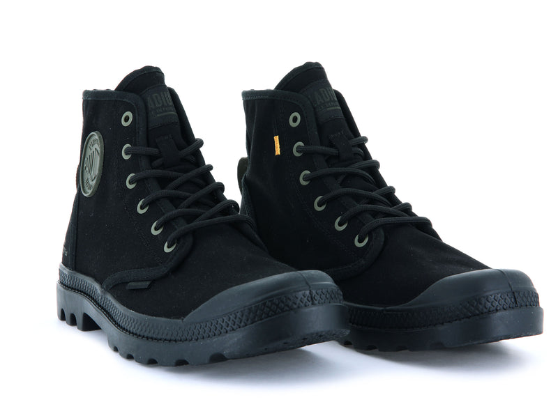 Black Men's Palladium Pampa Hi Htg Supply High Tops | 4821AWDBL