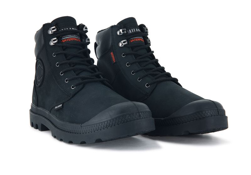 Black Men's Palladium Pampa Shield Wp+ Lux High Tops | 0657AVQGJ