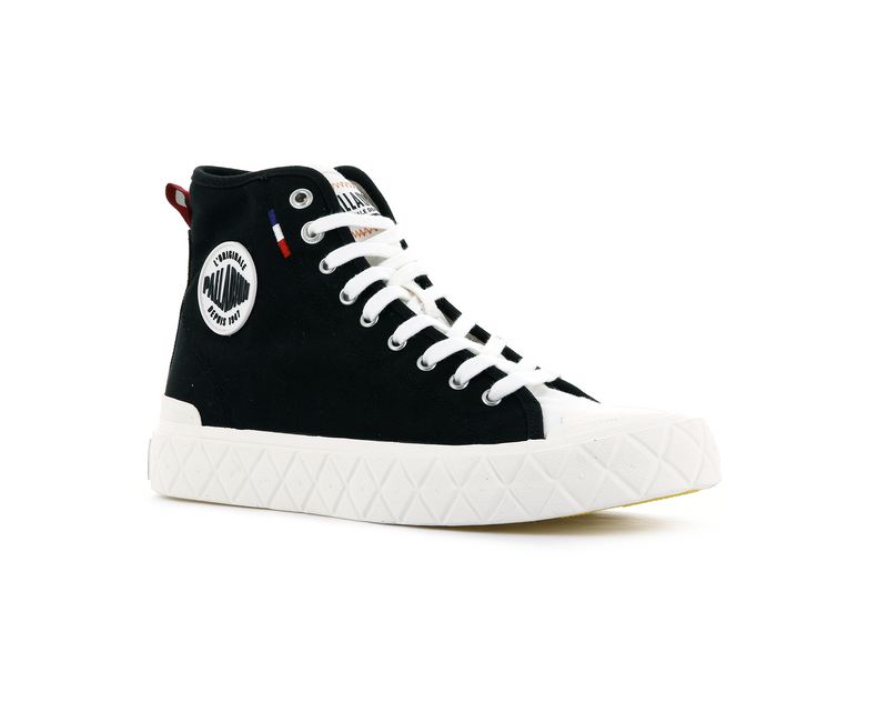 Black Women's Palladium Palla Ace Canvas Mid High Tops | 0834UBLDV