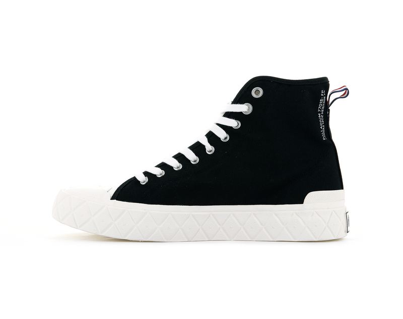 Black Women's Palladium Palla Ace Canvas Mid High Tops | 0834UBLDV