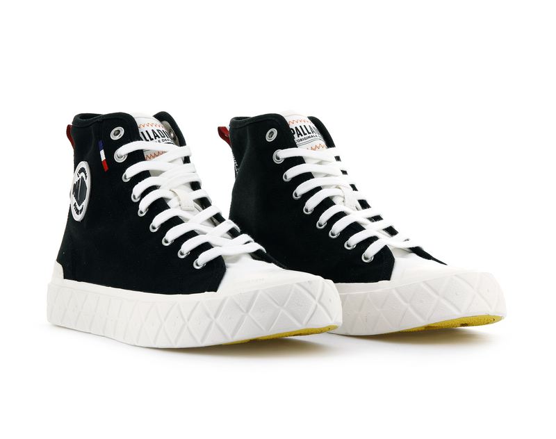 Black Women's Palladium Palla Ace Canvas Mid High Tops | 0834UBLDV