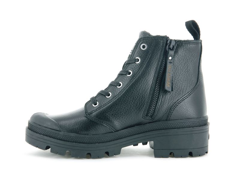 Black Women's Palladium Pallabase Leather Boots | 2089ODEVR