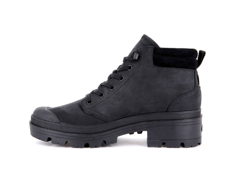 Black Women's Palladium Pallabase Lo Cuff High Tops | 4632FZAPO