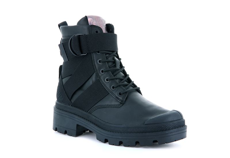 Black Women's Palladium Pallabase Tact Str L Boots | 0679FCXNE