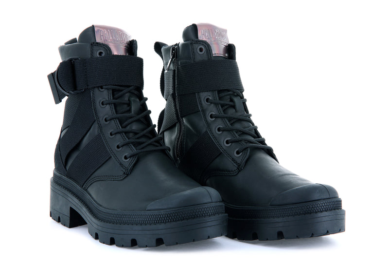 Black Women's Palladium Pallabase Tact Str L Boots | 0679FCXNE