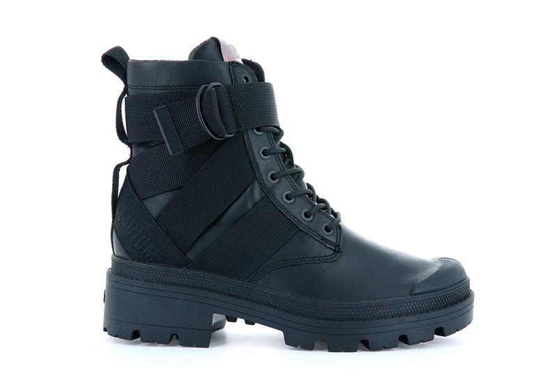 Black Women\'s Palladium Pallabase Tact Str L Boots | 0679FCXNE