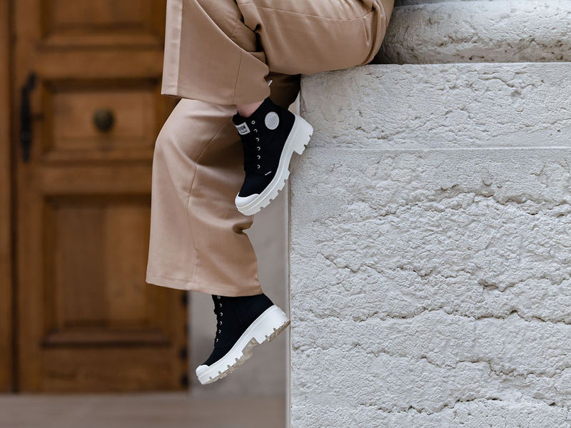 Black Women's Palladium Pallabase Twill High Tops | 3046KNXUZ