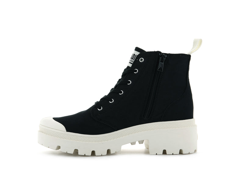 Black Women's Palladium Pallabase Twill Boots | 3051XFOEA