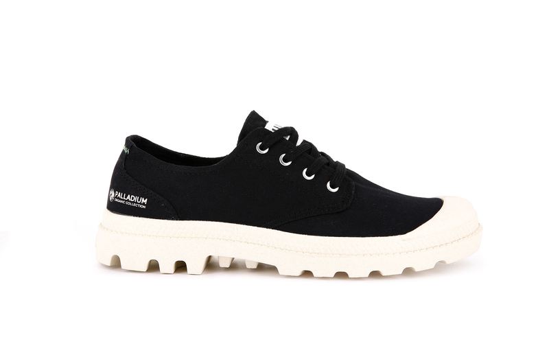 Black Women\'s Palladium Pampa Oxford Organic Ii Low Tops | 1724ZMOBV