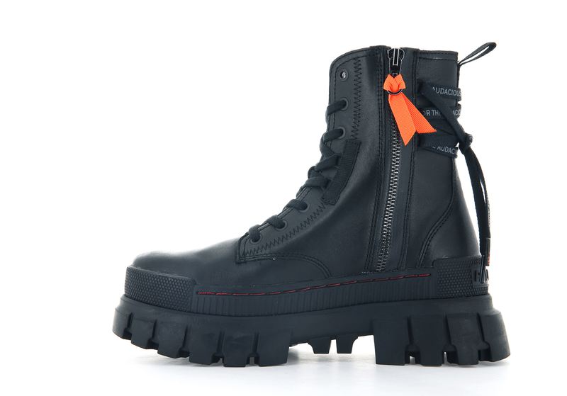 Black Women's Palladium Revolt Leather Boots | 9365NLPBD