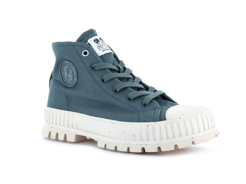 Blue Kids' Palladium Pallashock Mid Organic High Tops | 7630DJQUG