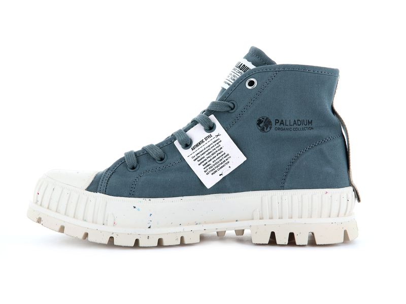 Blue Kids' Palladium Pallashock Mid Organic High Tops | 7630DJQUG