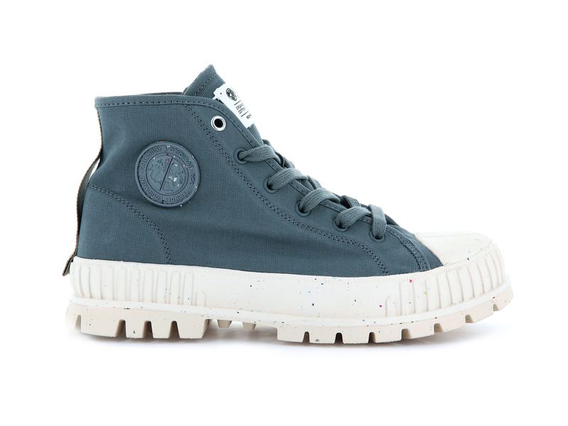 Blue Kids\' Palladium Pallashock Mid Organic High Tops | 7630DJQUG