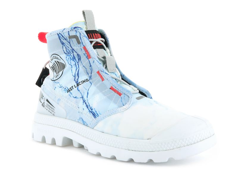 Blue Men's Palladium Pampa Travel Lite E High Tops | 4831AZERP