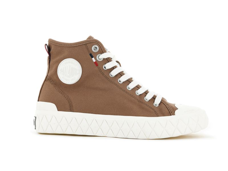 Brown Kids\' Palladium Palla Ace Canvas Mid Low Tops | 2073EAUKI