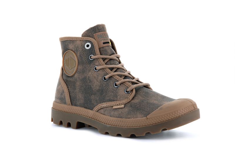 Brown Men's Palladium Pampa Hi Wax Boots | 5602MRDFY