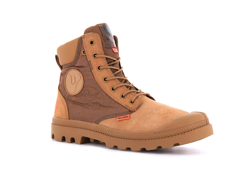 Brown Men's Palladium Pampa X Destiny Waterproof Boots | 5467LPBGV