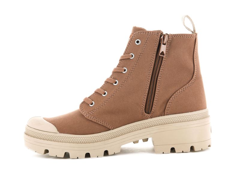 Brown Women's Palladium Pallabase Twill High Tops | 1250IKXJQ