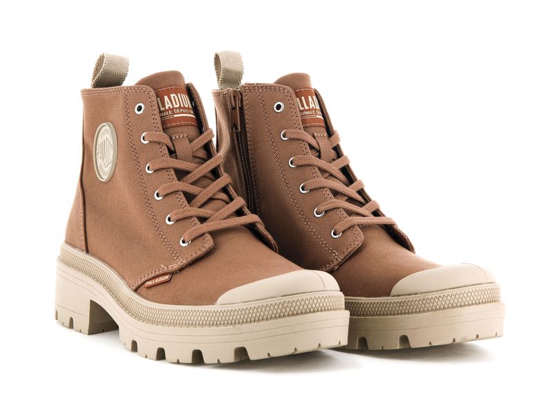 Brown Women's Palladium Pallabase Twill High Tops | 1250IKXJQ