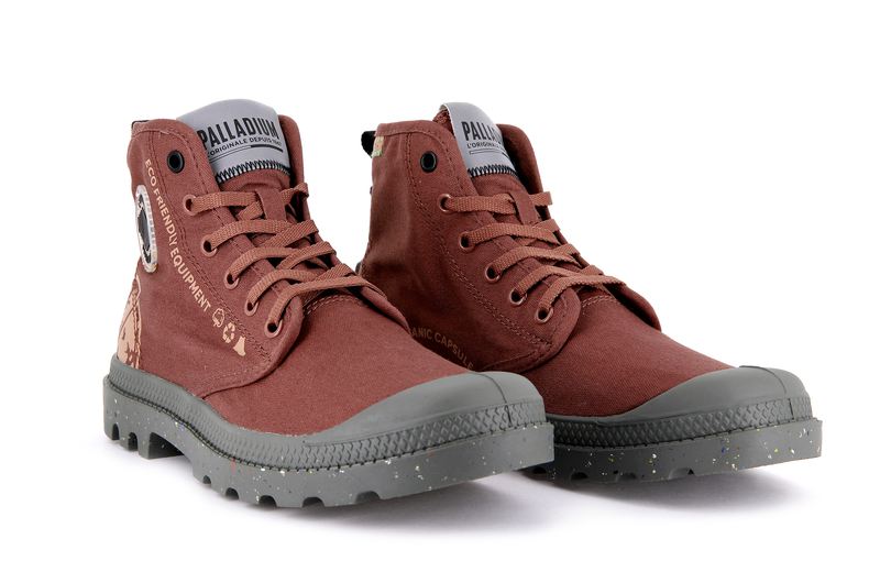 Copper Brown Kids' Palladium Pampa Organic Metro Boots | 4735ISGRQ