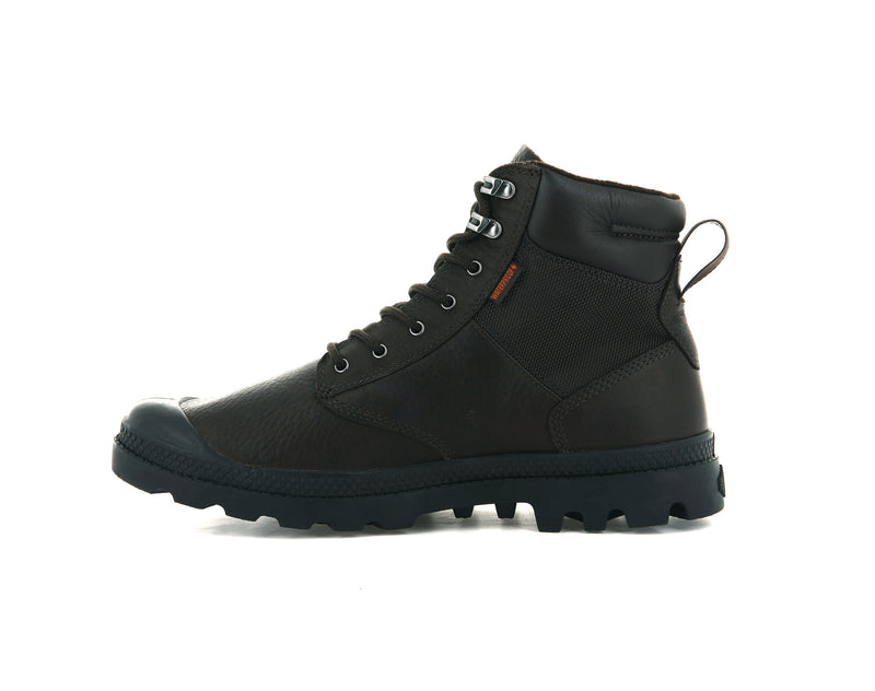 Dark Brown Kids' Palladium Pampa Shield Wp+ Lth Boots | 6817LPWIE