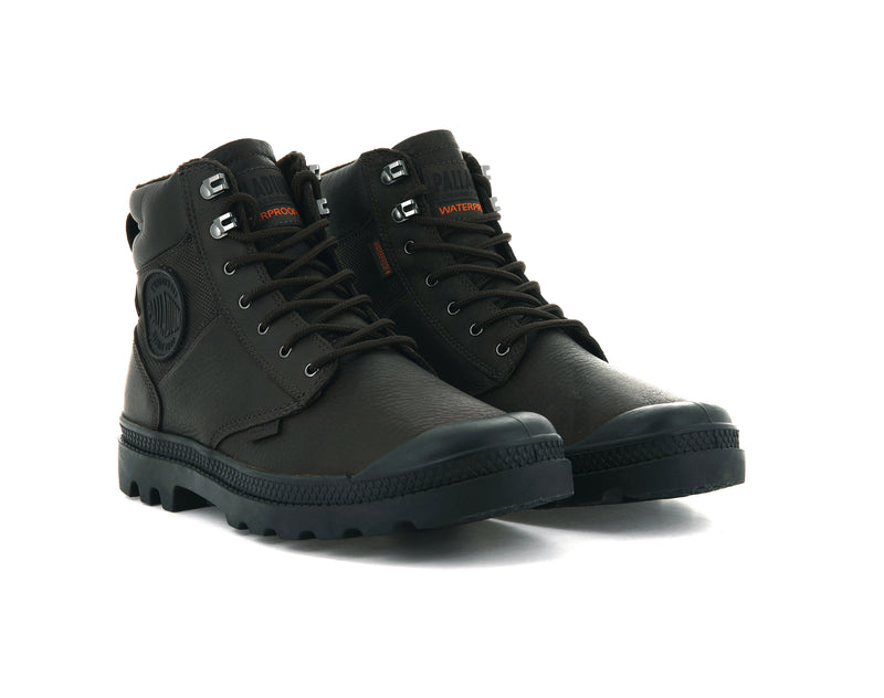 Dark Brown Kids' Palladium Pampa Shield Wp+ Lth Boots | 6817LPWIE