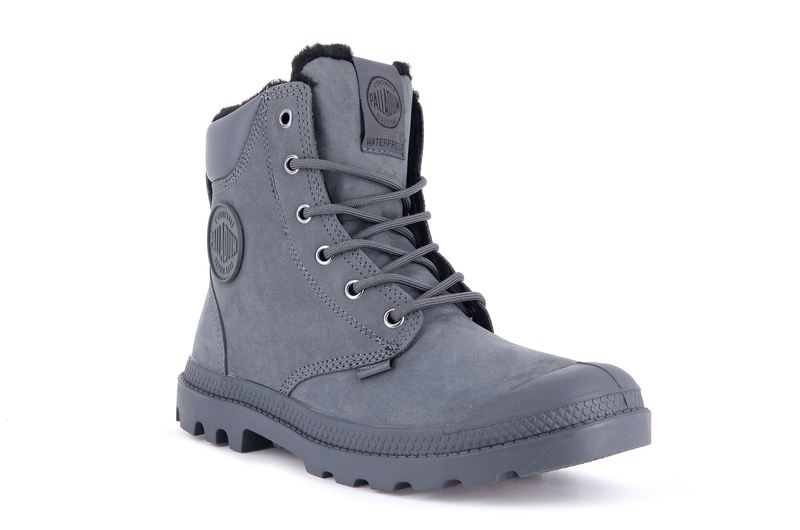 Dark Grey Kids' Palladium Pampa Sport Cuff Wps Boots | 2501ERGAH