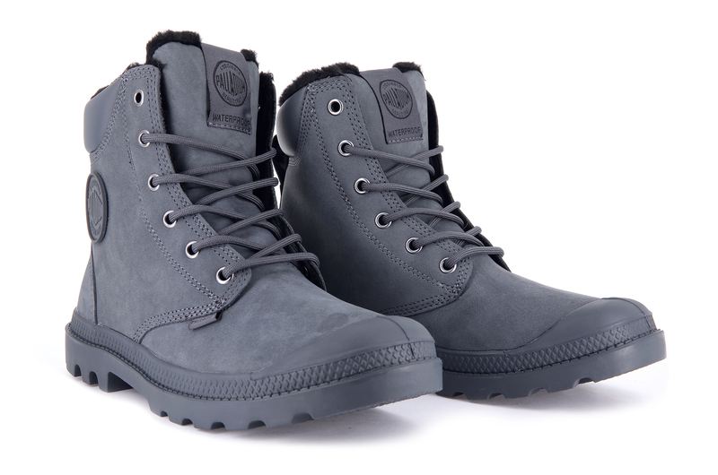 Dark Grey Kids' Palladium Pampa Sport Cuff Wps Boots | 2501ERGAH