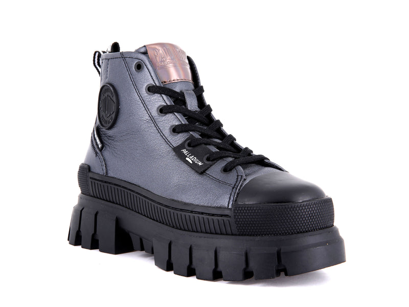 Dark Silver Women's Palladium Revolt Hi Metal High Tops | 2103RPMXV