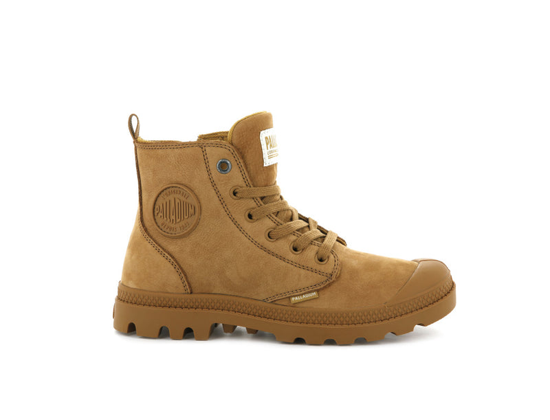 Gold Women\'s Palladium Pampa Hi Zip Nubuck Boots | 4751ZWYLO