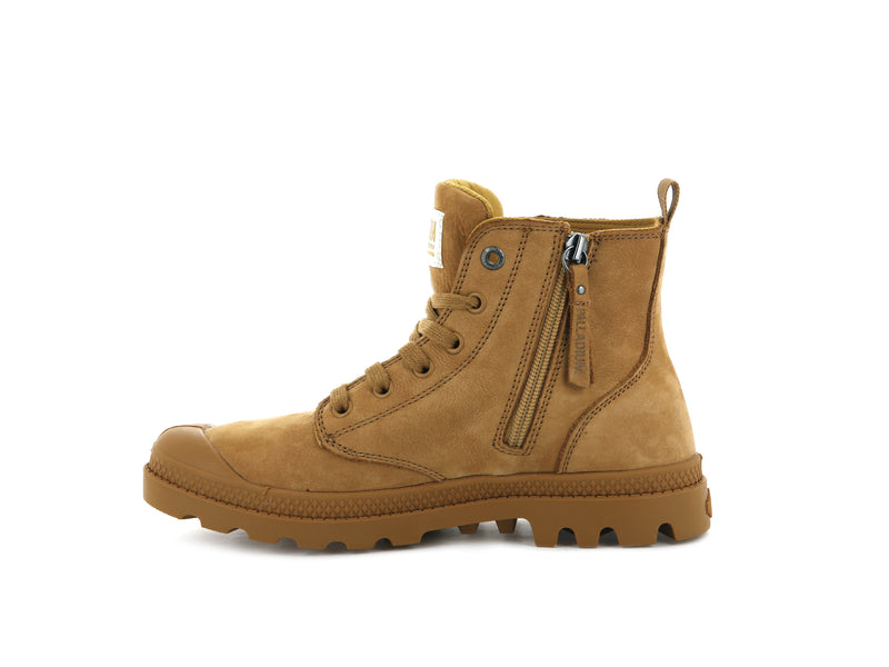 Gold Women's Palladium Pampa Hi Zip Nubuck High Tops | 9274ZYMRF