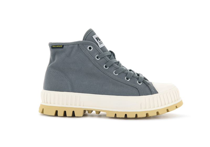 Grey Kids\' Palladium Pallashock Mid Og High Tops | 1495BOUGC